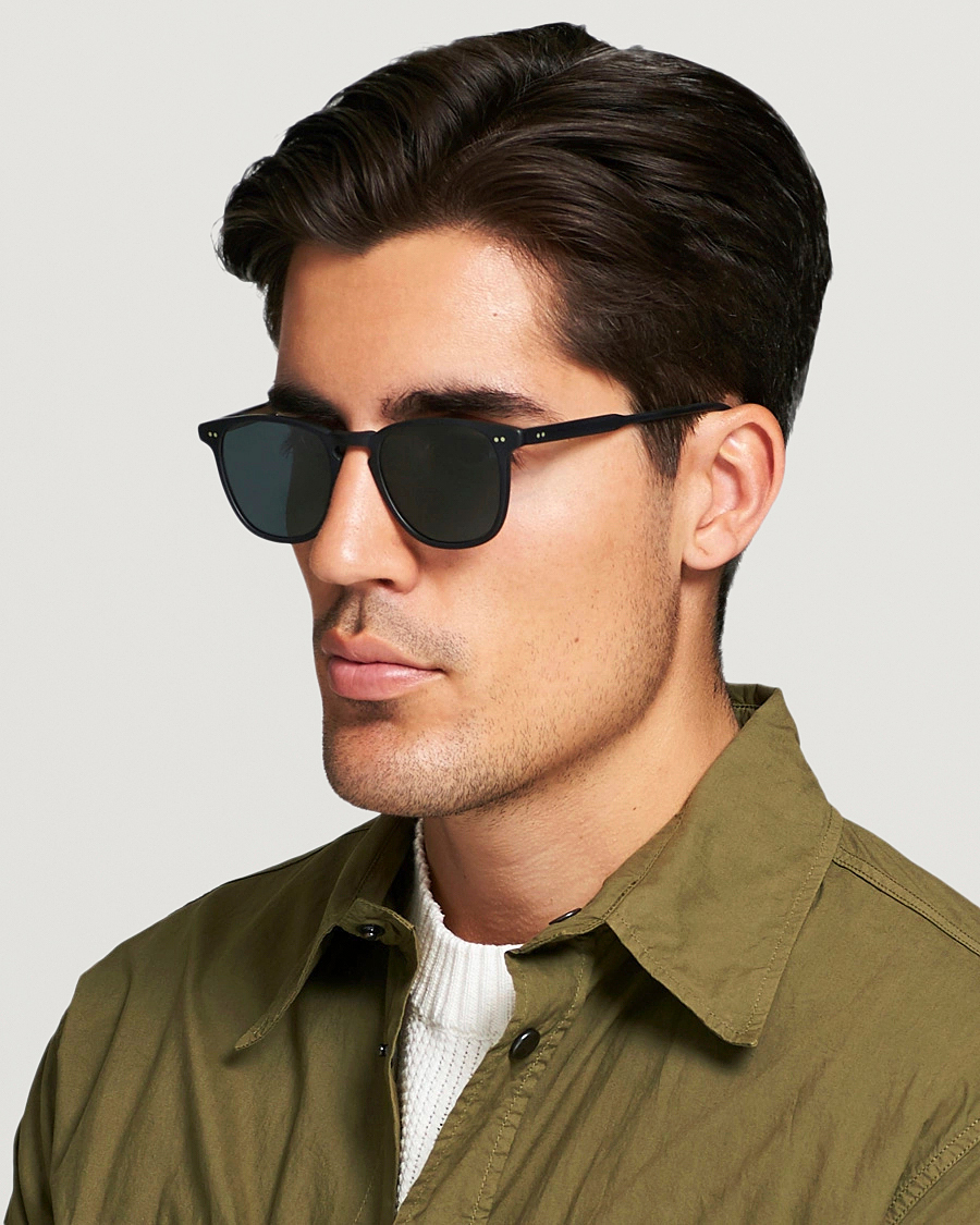 Men | D-frame Sunglasses | Garrett Leight | Brooks 47 Sunglasses Matte Black/Blue Smoke Polarized