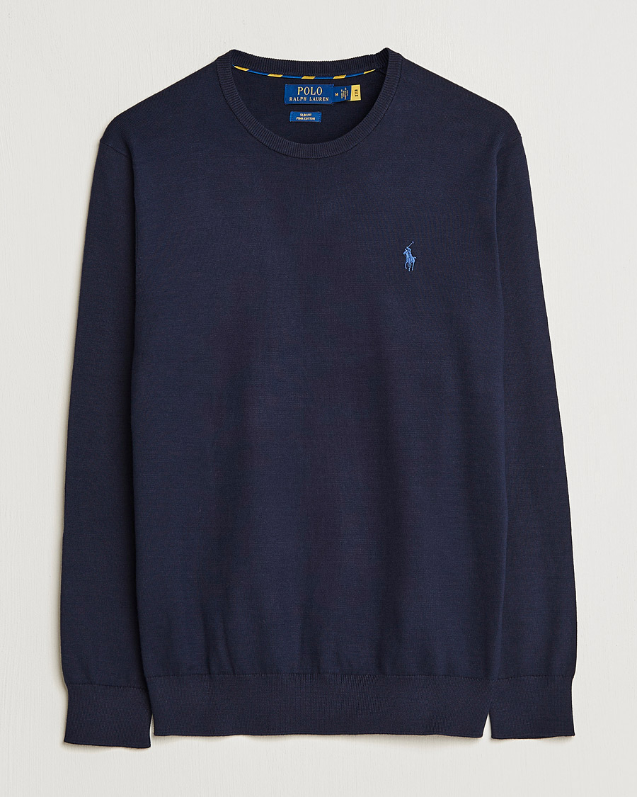 Men | Sweaters & Knitwear | Polo Ralph Lauren | Pima Cotton Crew Neck Pullover Hunter Navy