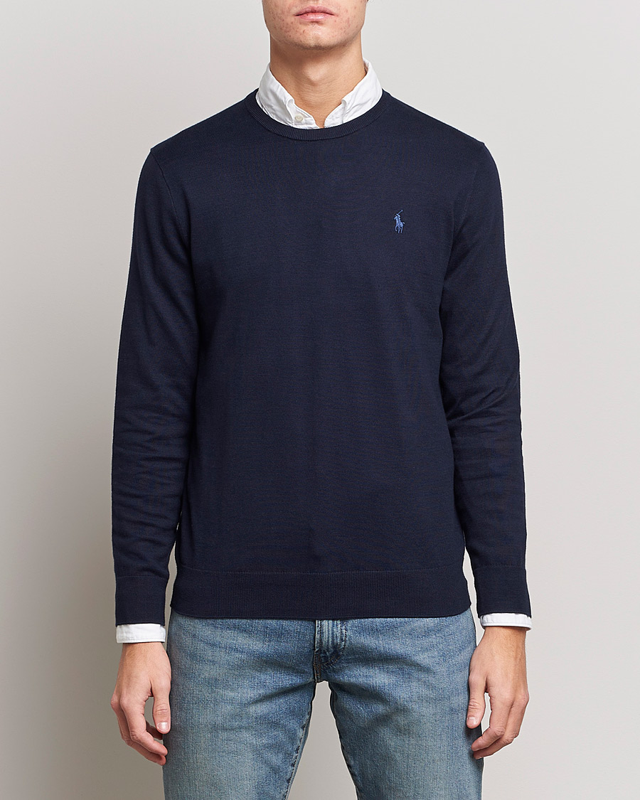 Men | Sweaters & Knitwear | Polo Ralph Lauren | Pima Cotton Crew Neck Pullover Hunter Navy