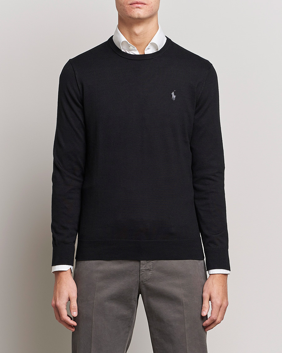 Men | Sweaters & Knitwear | Polo Ralph Lauren | Pima Cotton Crew Neck Pullover Polo Black
