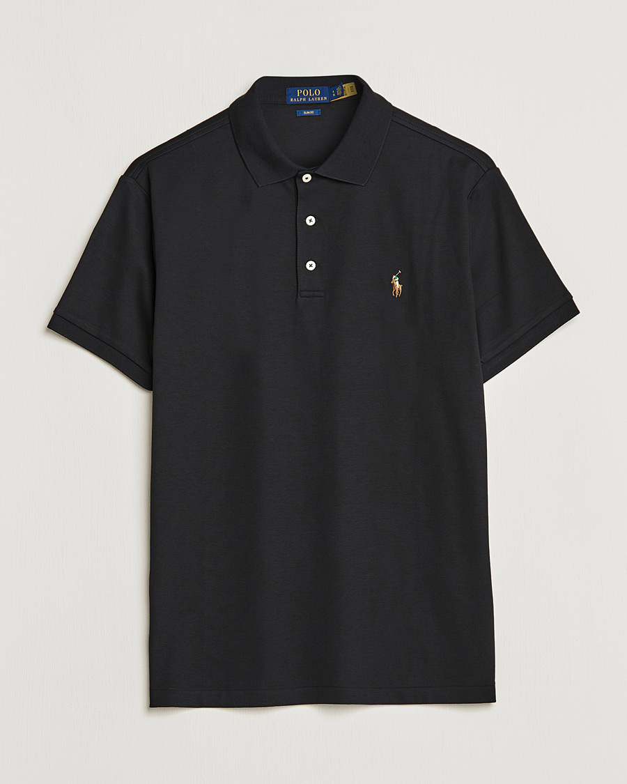 Men | Short Sleeve Polo Shirts | Polo Ralph Lauren | Slim Fit Pima Cotton Polo Polo Black