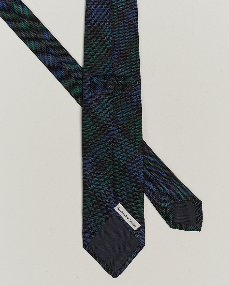 Men | Drake's Silk Fine Grenadine Handrolled 8 cm Tie Blackwatch | Drake's | Silk Fine Grenadine Handrolled 8 cm Tie Blackwatch