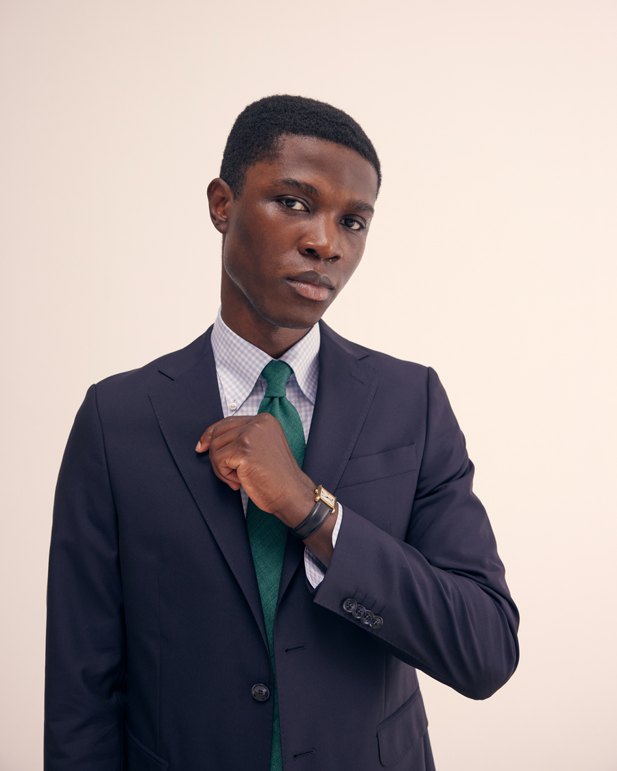 Men | Ties | Drake's | Silk Tussah Handrolled Tie Green