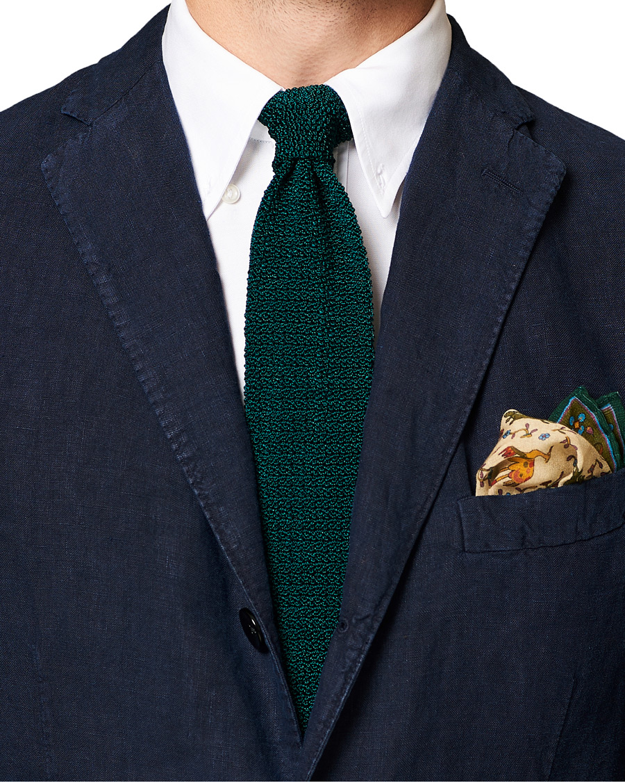 Men | Drake's Knitted Silk 6.5 cm Tie Green | Drake's | Knitted Silk 6.5 cm Tie Green