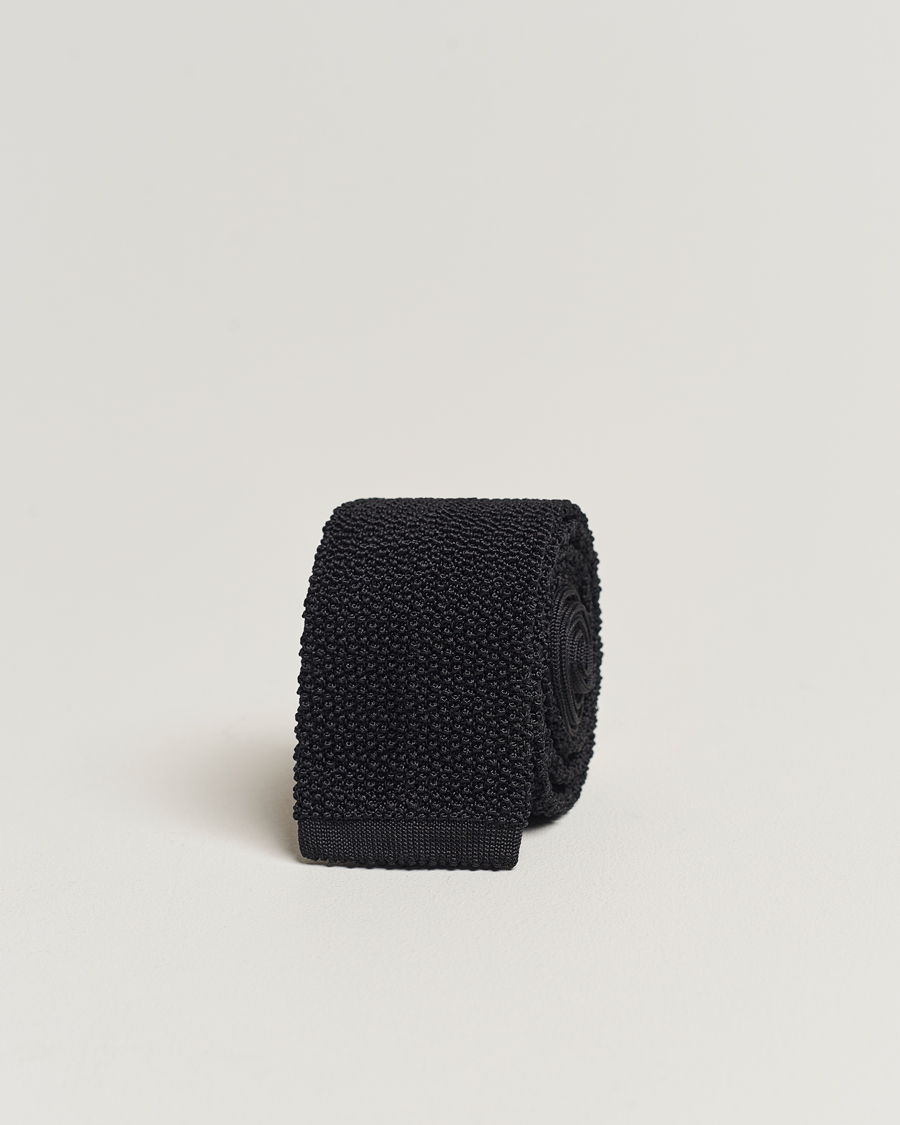Men | Drake's Knitted Silk 6.5 cm Tie Black | Drake's | Knitted Silk 6.5 cm Tie Black