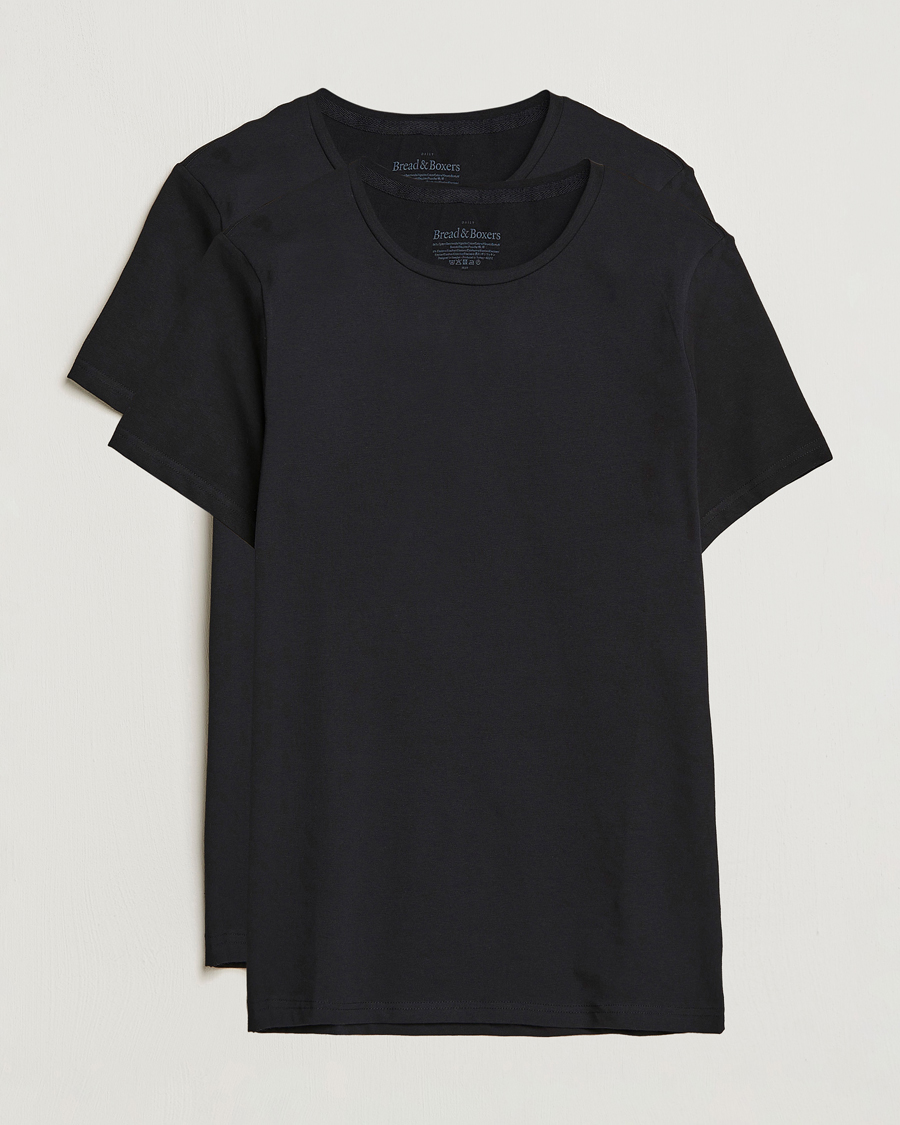Men | T-Shirts | Bread & Boxers | 2-Pack Crew Neck Tee Black