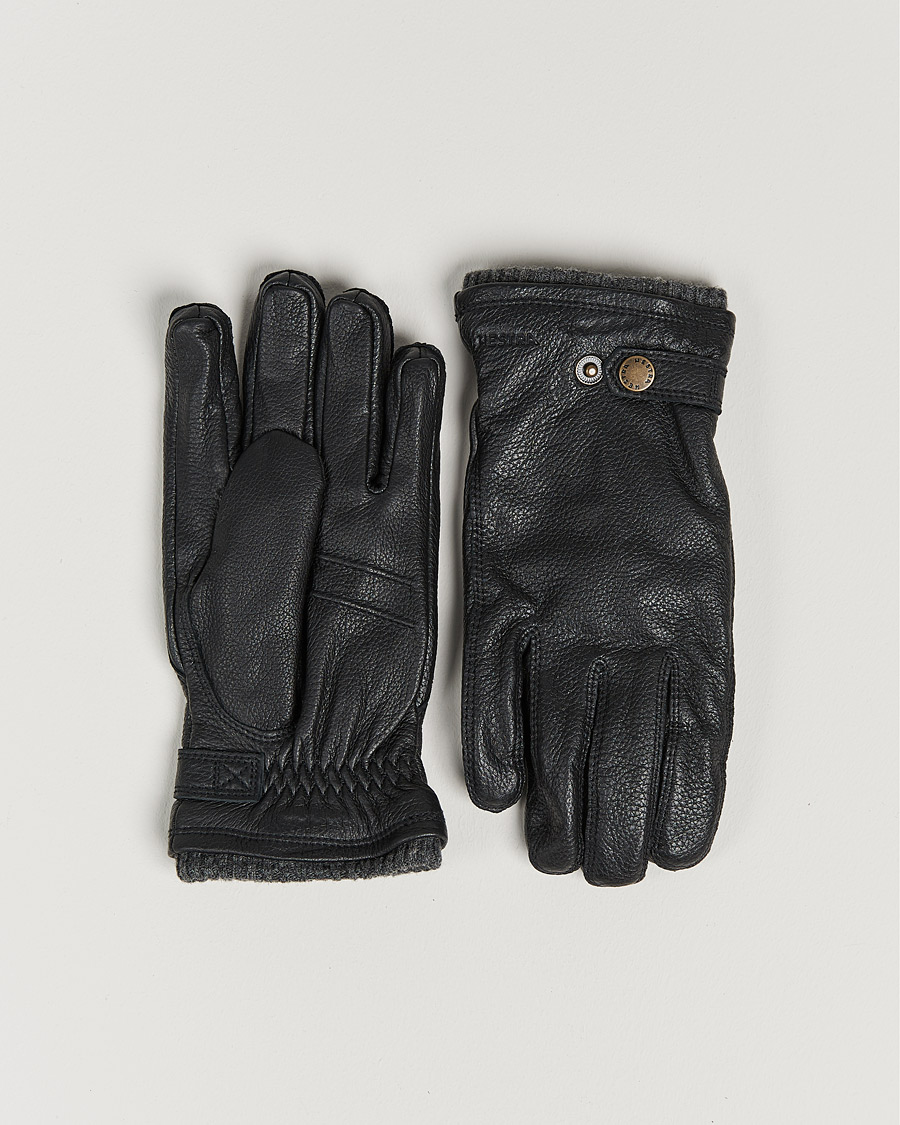 Men |  | Hestra | Utsjö Fleece Liner Buckle Elkskin Glove Black