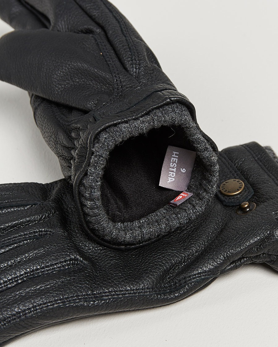 Men | Warming accessories | Hestra | Utsjö Fleece Liner Buckle Elkskin Glove Black