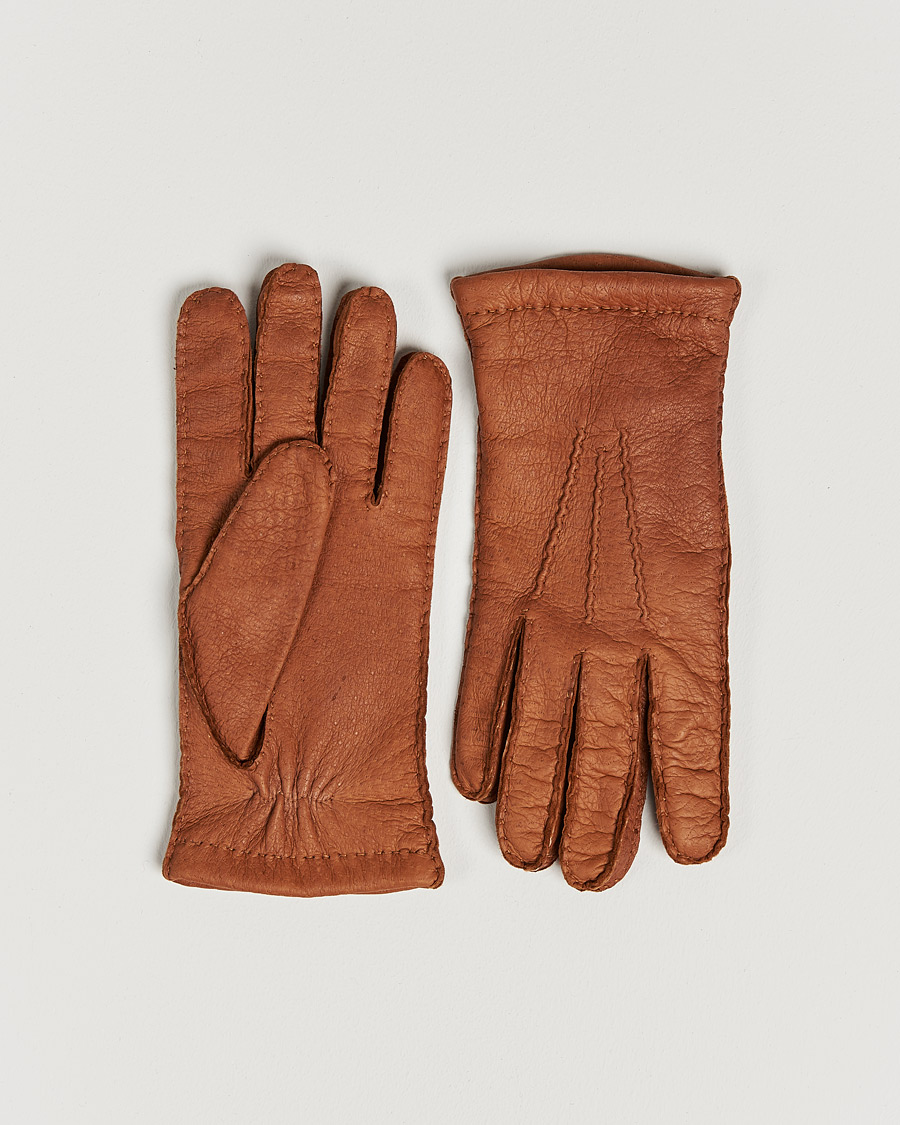 Men |  | Hestra | Peccary Handsewn Cashmere Glove Cognac
