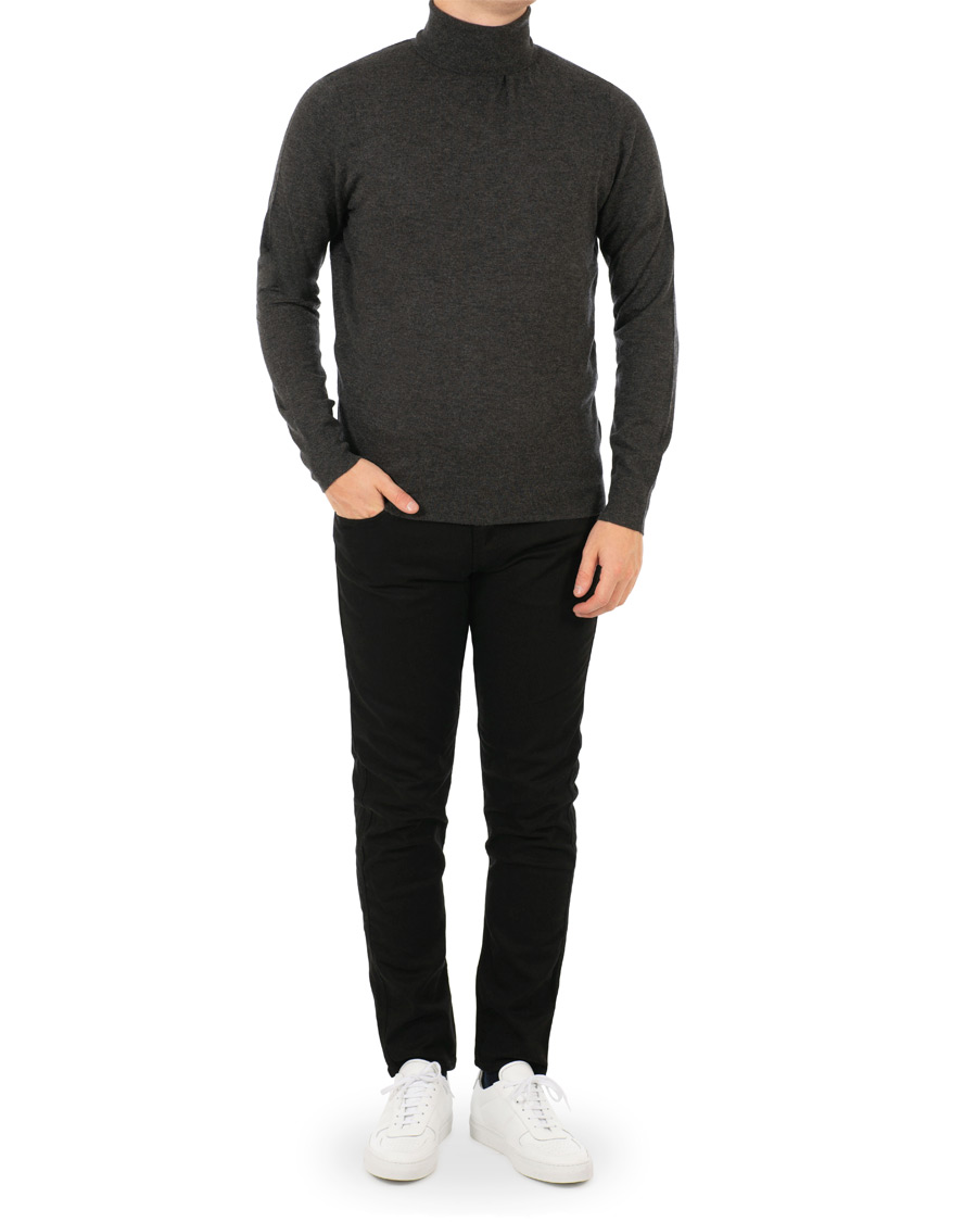 Men | Sweaters & Knitwear | Filippa K | Wool/Silk Rollneck Dark Grey Melange