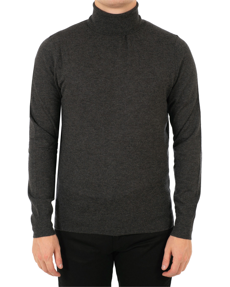 Men | Sweaters & Knitwear | Filippa K | Wool/Silk Rollneck Dark Grey Melange