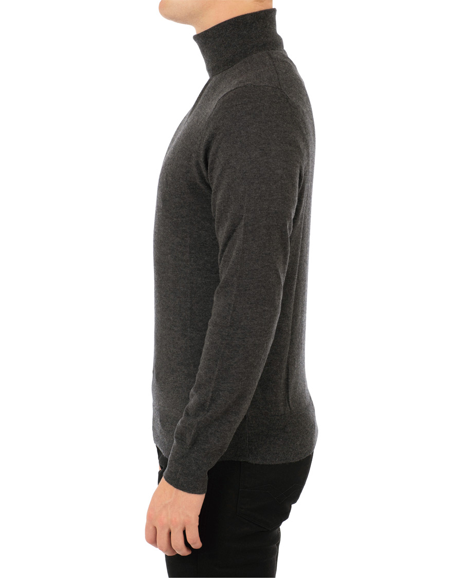 Men | Sweaters & Knitwear | Filippa K | Wool/Silk Rollneck Dark Grey Melange