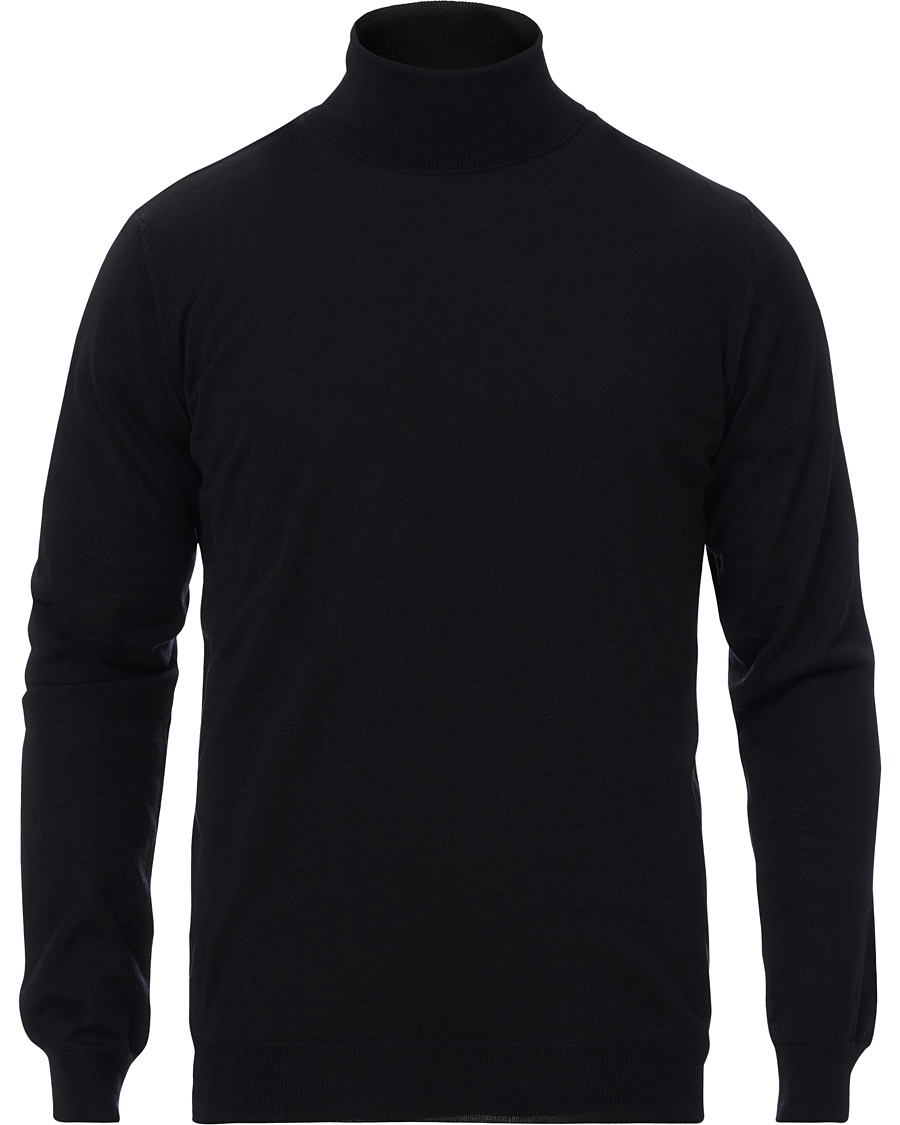 Men | Sweaters & Knitwear | Oscar Jacobson | Cole Extra Fine Merino Rollneck Black