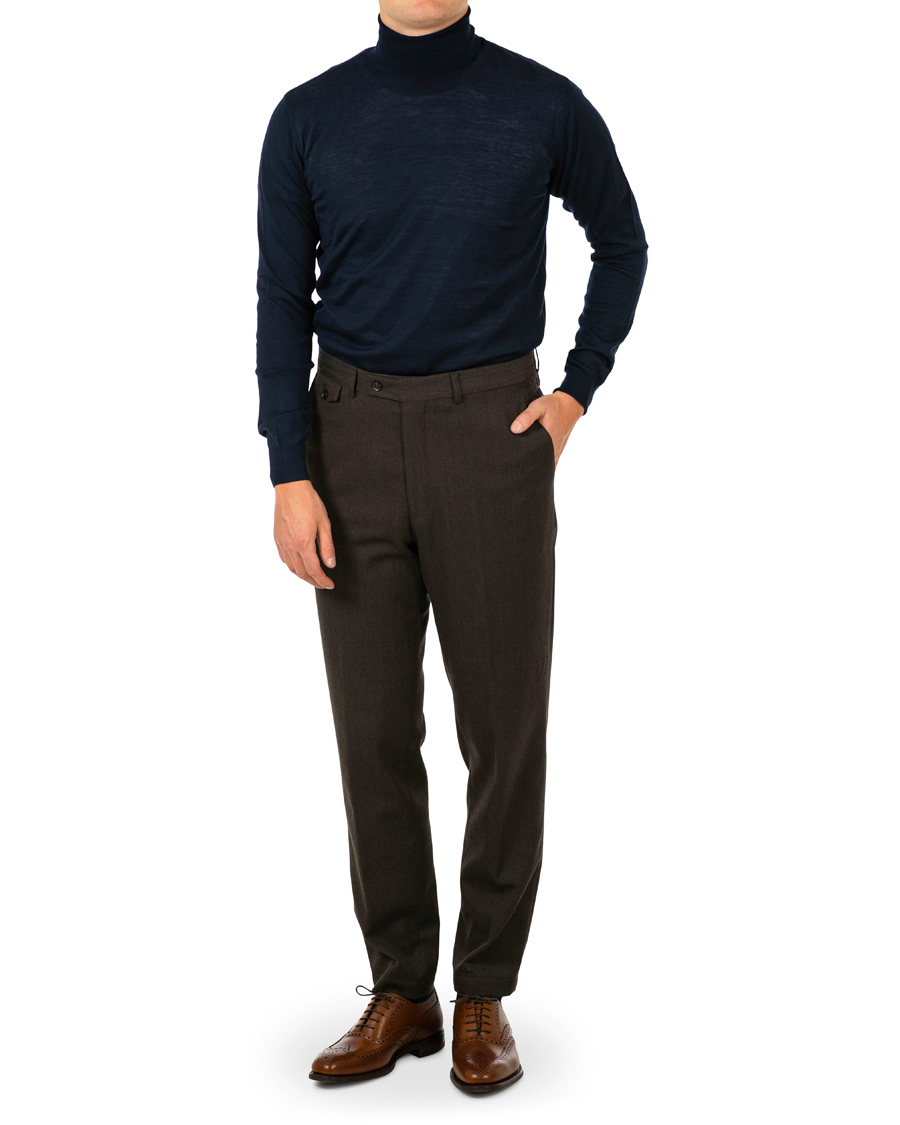 Men | Sweaters & Knitwear | Oscar Jacobson | Cole Extra Fine Merino Rollneck Navy