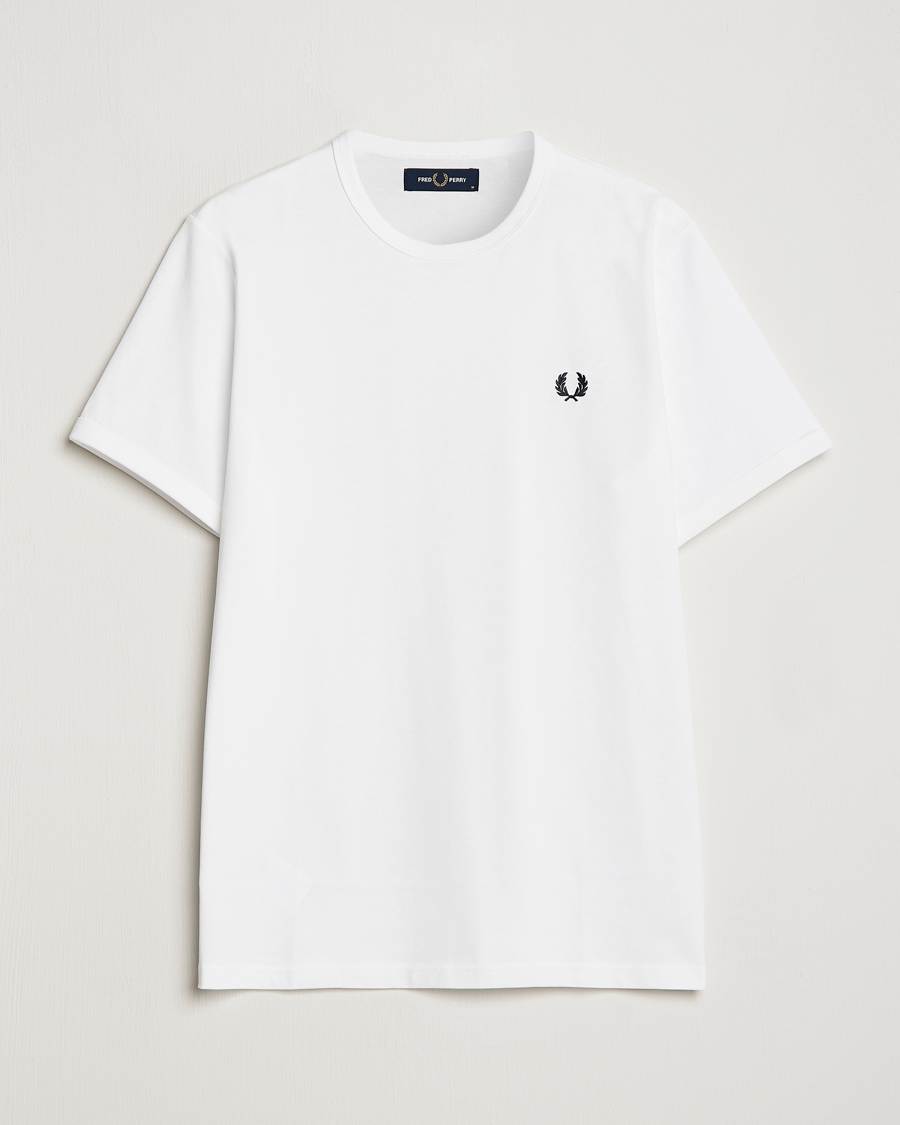 Men | T-Shirts | Fred Perry | Ringer Crew Neck Tee White