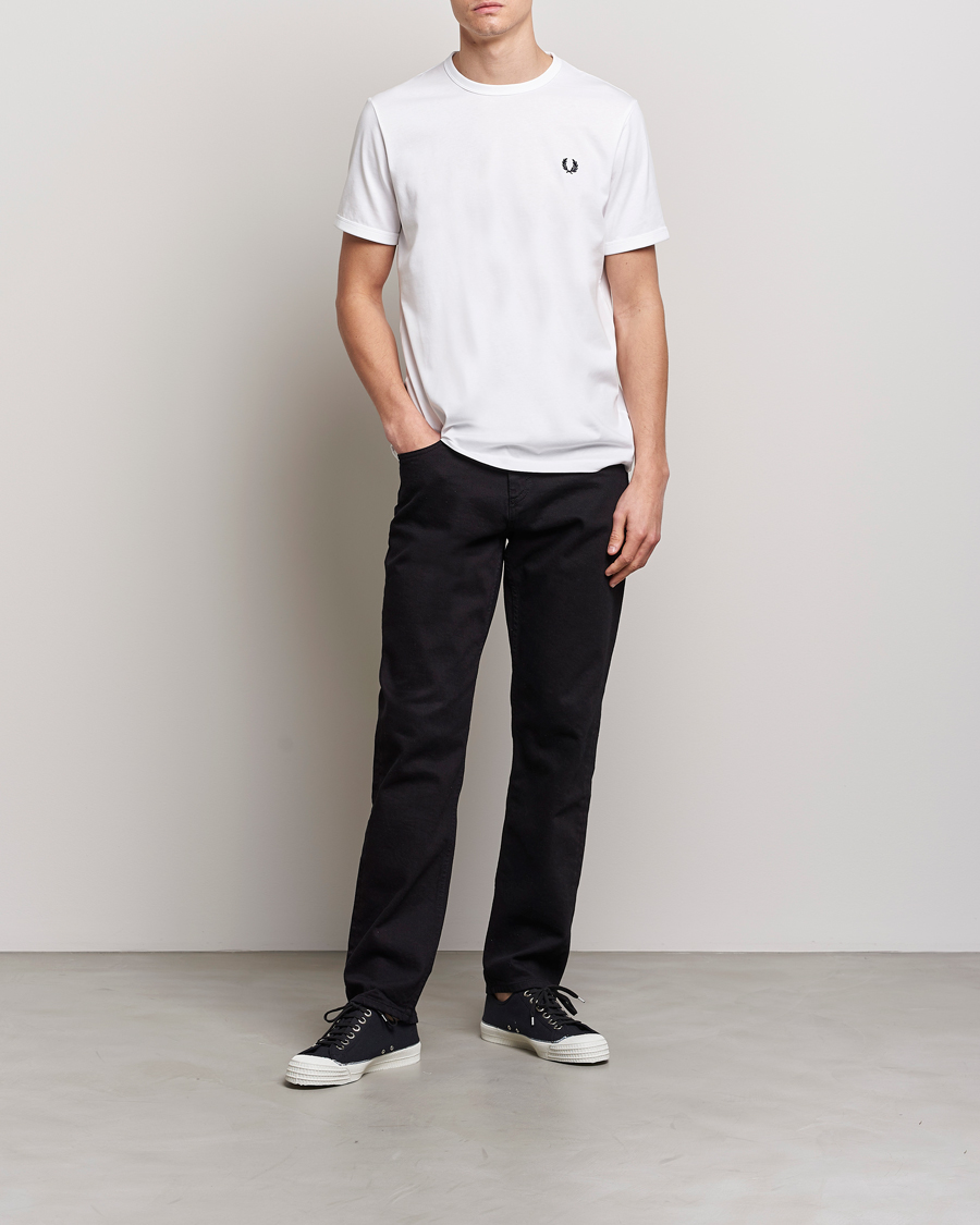 Men | T-Shirts | Fred Perry | Ringer Crew Neck Tee White