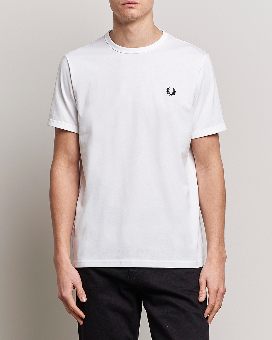 Men | Fred Perry | Fred Perry | Ringer Crew Neck Tee White