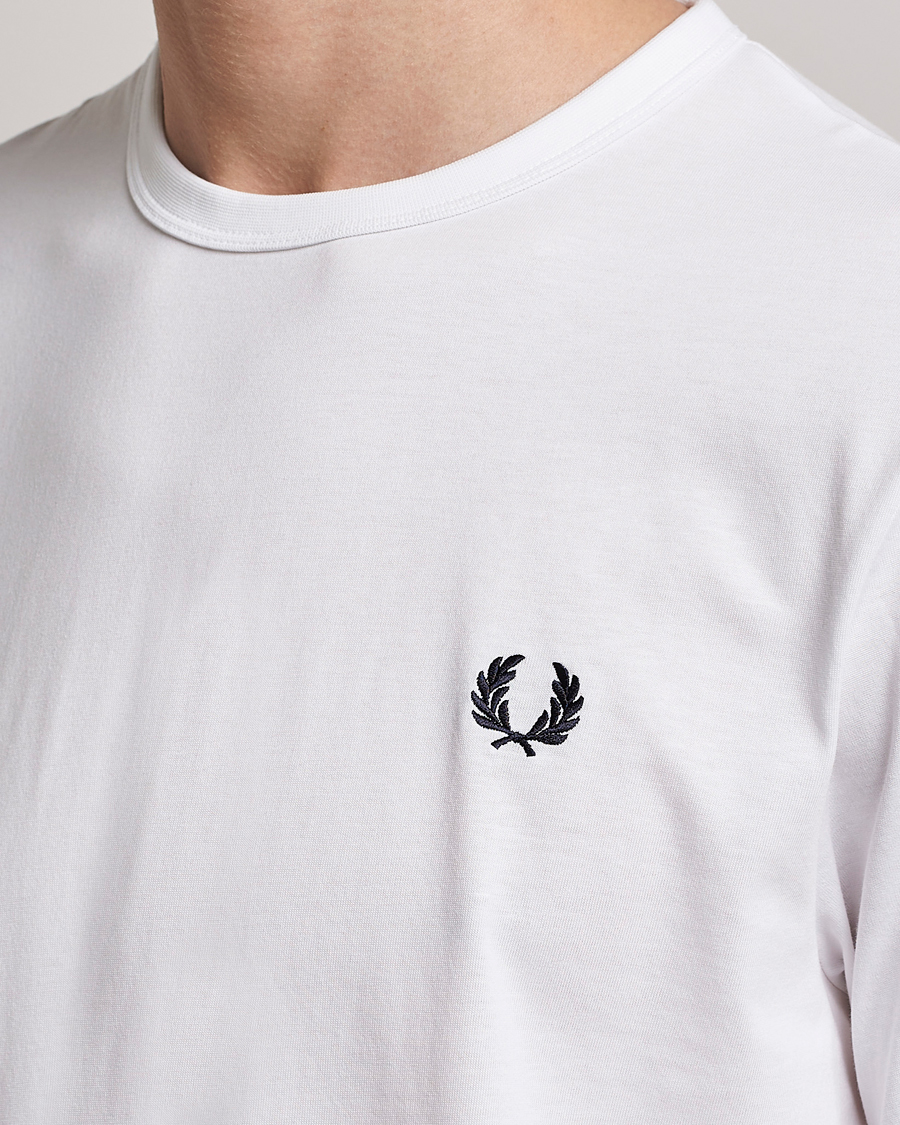 Men | T-Shirts | Fred Perry | Ringer Crew Neck Tee White