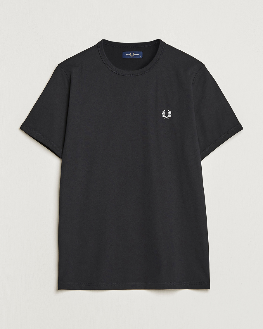 Men | T-Shirts | Fred Perry | Ringer Crew Neck Tee Black