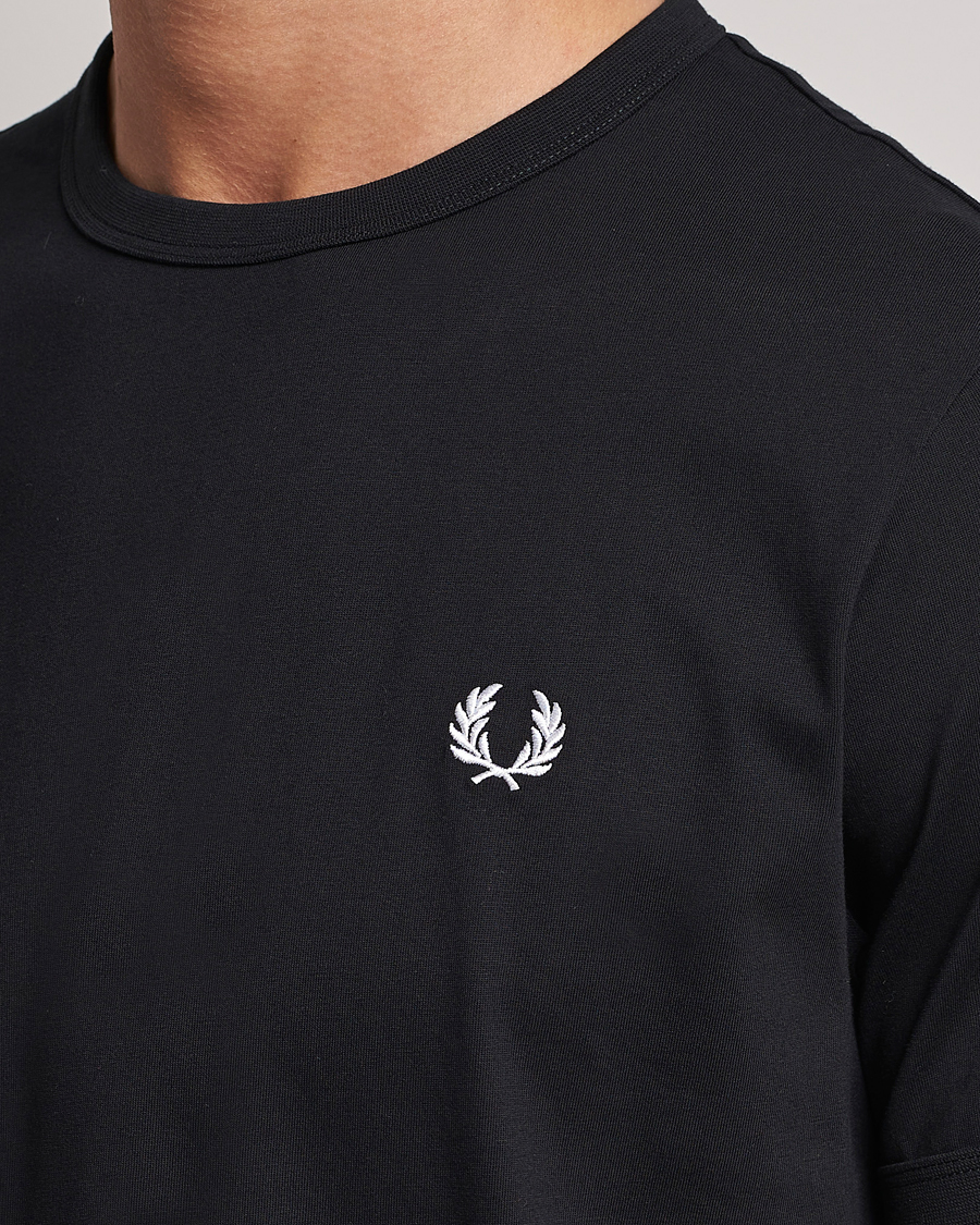 Men | T-Shirts | Fred Perry | Ringer Crew Neck Tee Black