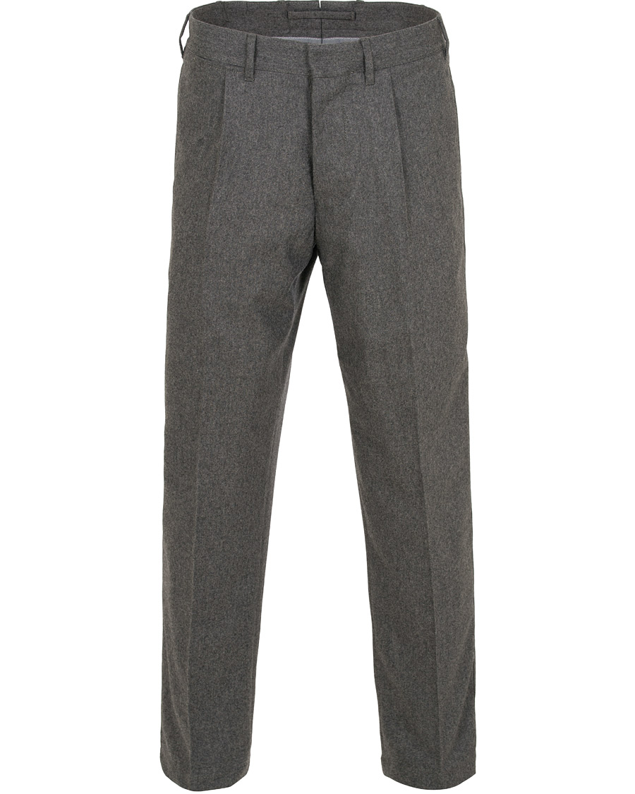 The Gigi Tonga Stretch Flannel Pleated Trousers Medium Grey hos C