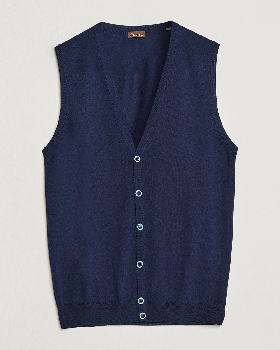 Men | Sweaters & Knitwear | Stenströms | Merino Slipover Navy