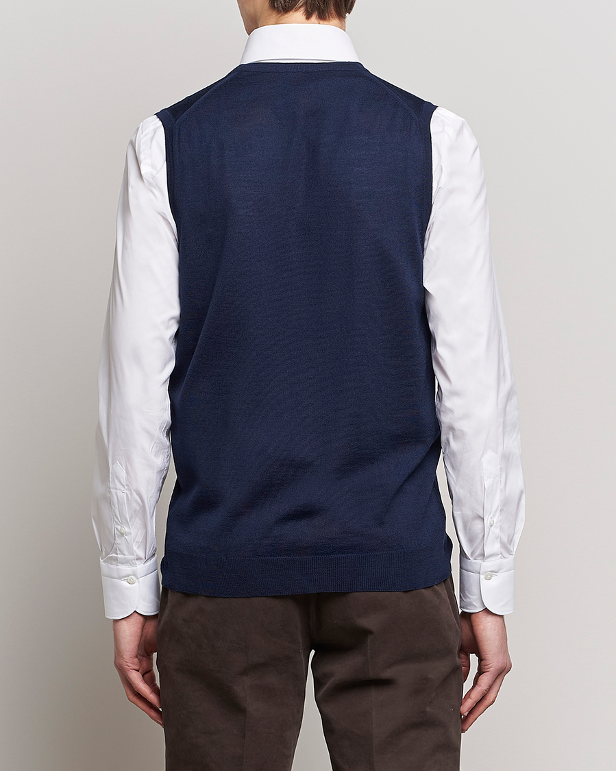 Men | Sweaters & Knitwear | Stenströms | Merino Slipover Navy