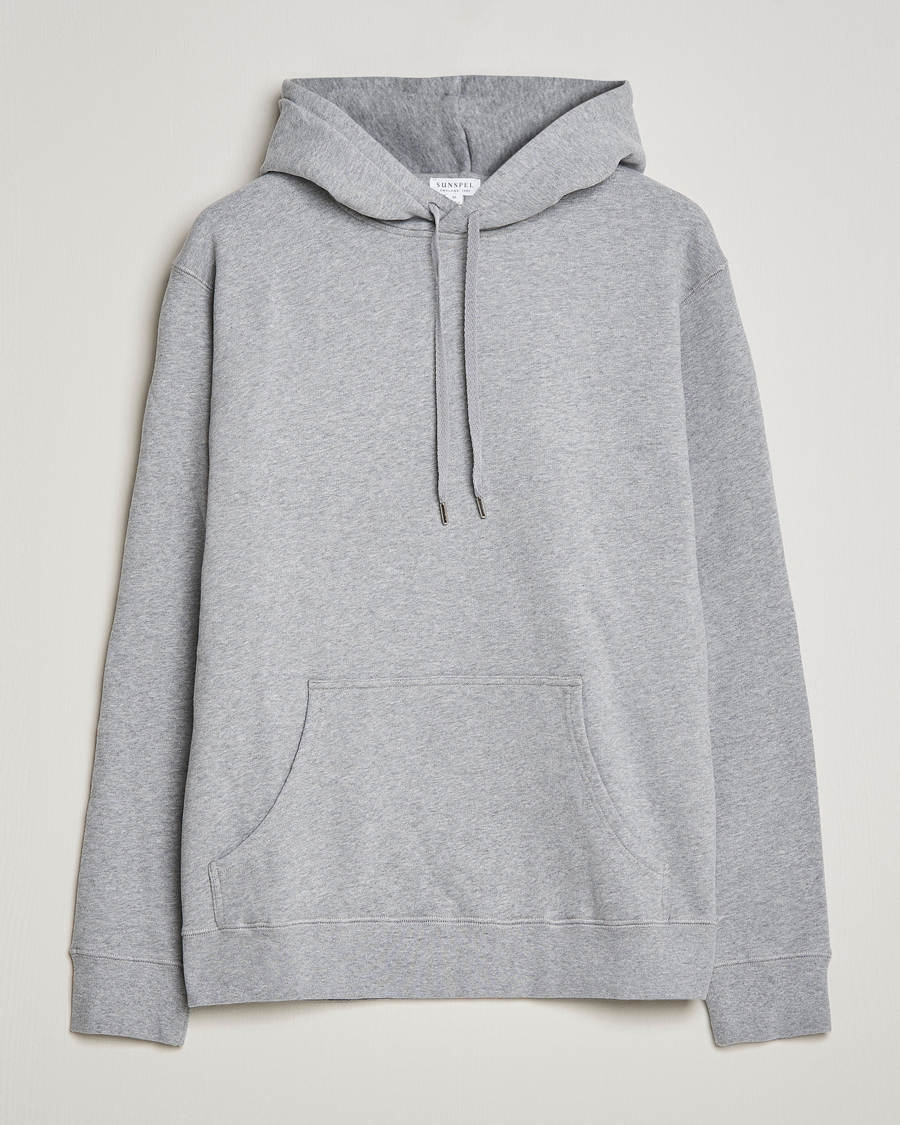 Men | Sweaters & Knitwear | Sunspel | Loopback Hoodie Grey Melange