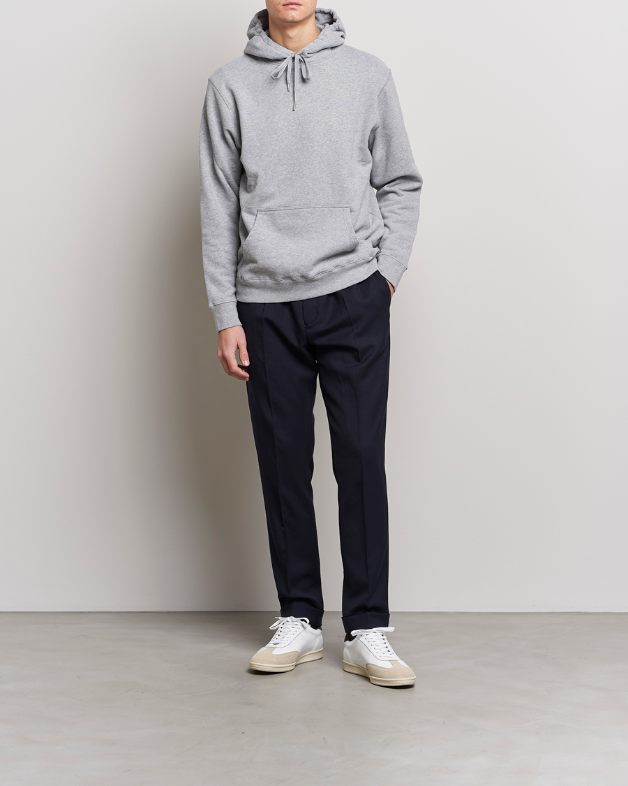 Men | Sweaters & Knitwear | Sunspel | Loopback Hoodie Grey Melange