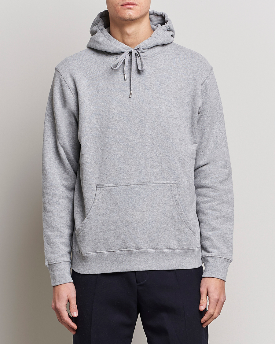 Men | Sweaters & Knitwear | Sunspel | Loopback Hoodie Grey Melange