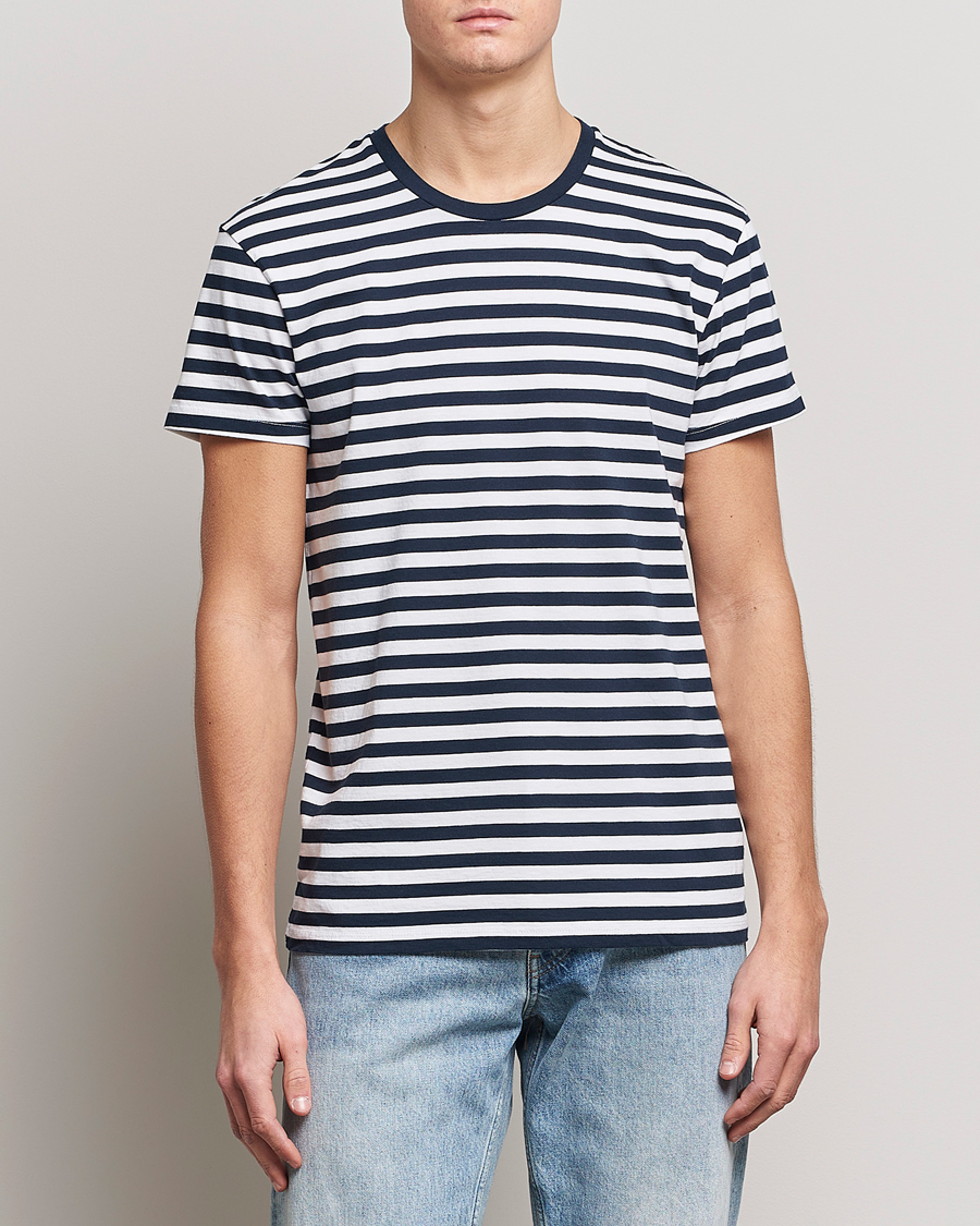 Men | T-Shirts | Samsøe & Samsøe | Patrick Crew Neck Tee Sapphire/White Stripe