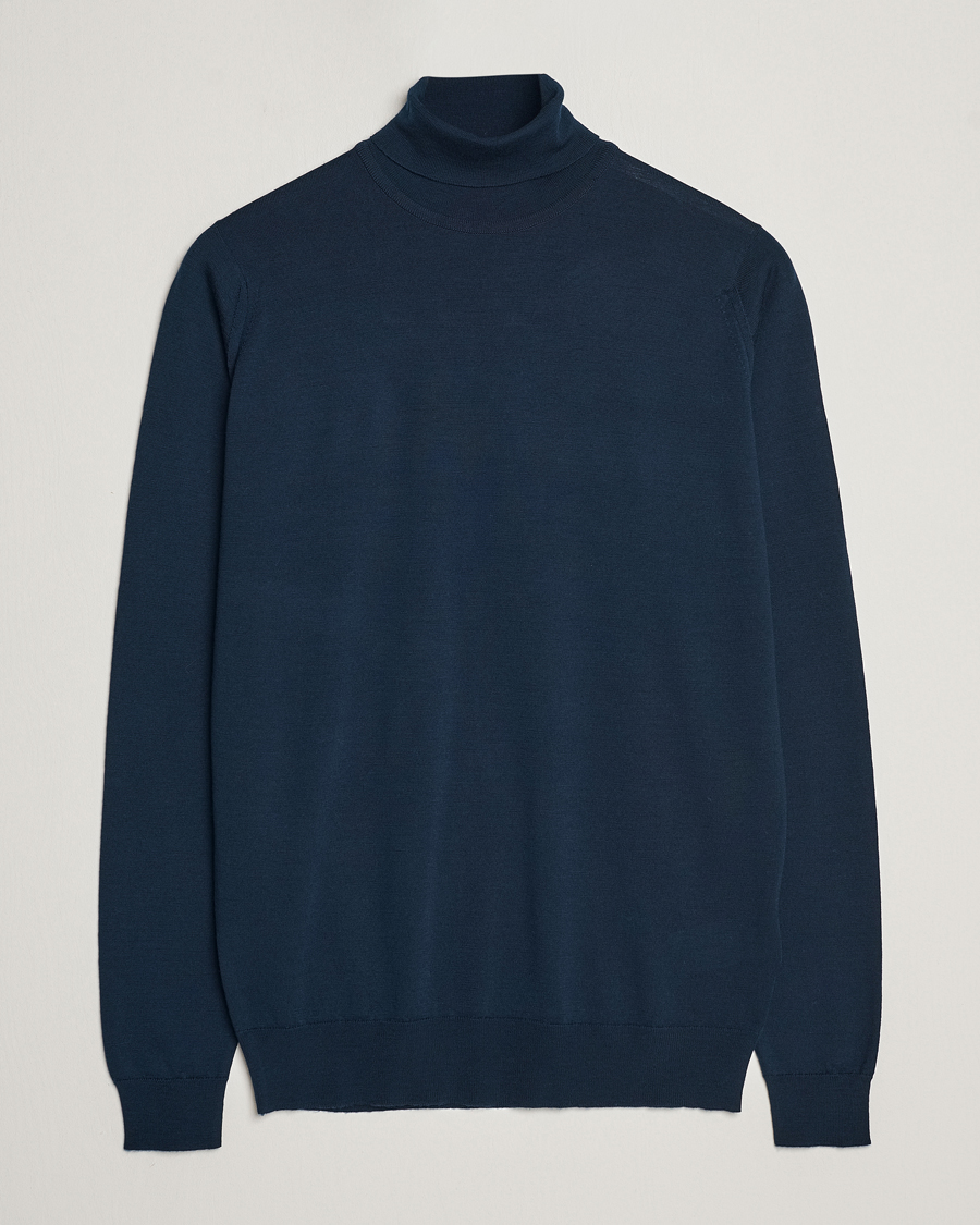 Men | Sweaters & Knitwear | John Smedley | Cherwell Extra Fine Merino Rollneck Orion Green