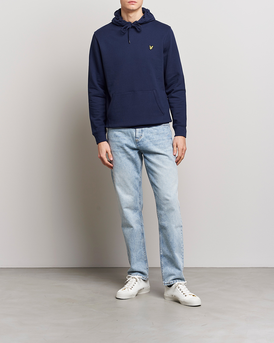 Men | Sweaters & Knitwear | Lyle & Scott | Organic Cotton Pullover Hoodie Navy