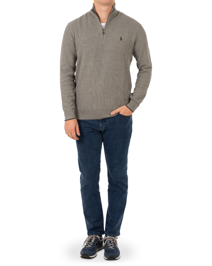 Men | Sweaters & Knitwear | Polo Ralph Lauren | Texture Half Zip Fawn Grey Heather