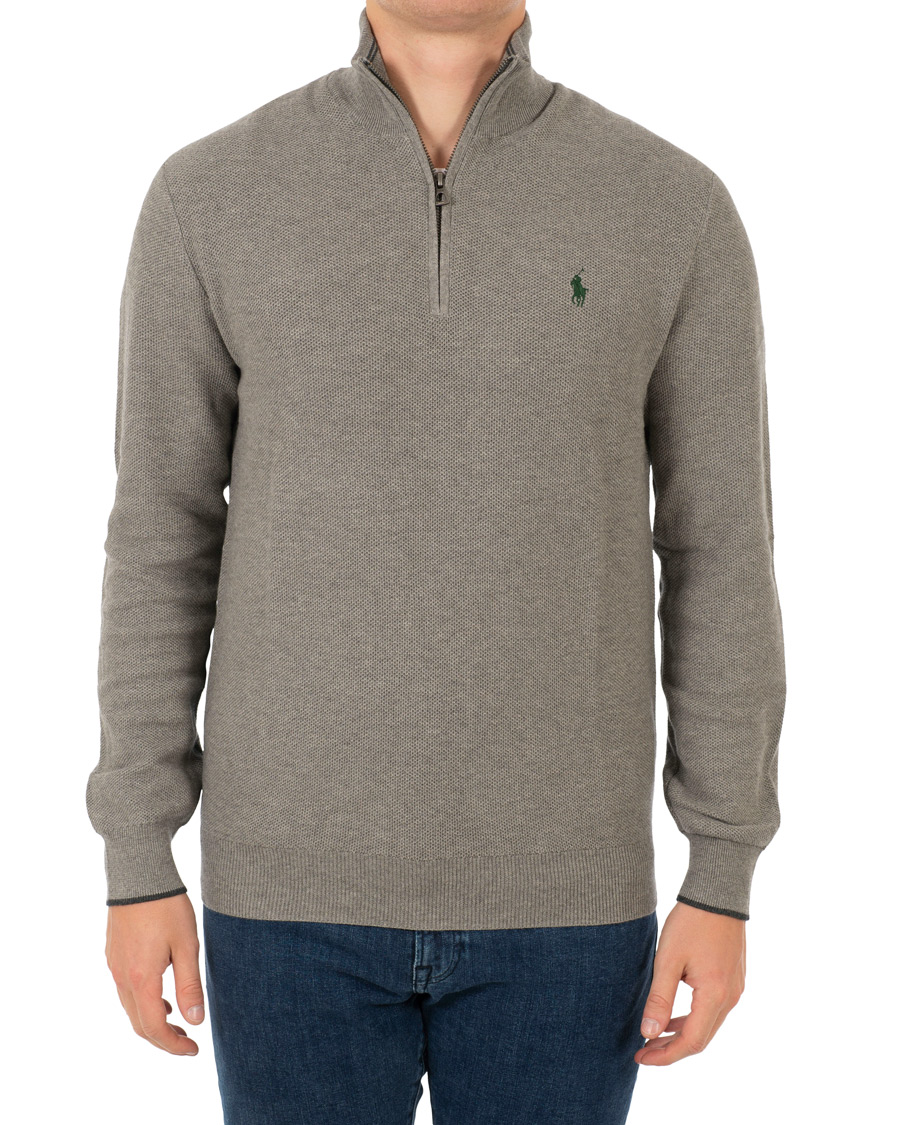 Men | Sweaters & Knitwear | Polo Ralph Lauren | Texture Half Zip Fawn Grey Heather