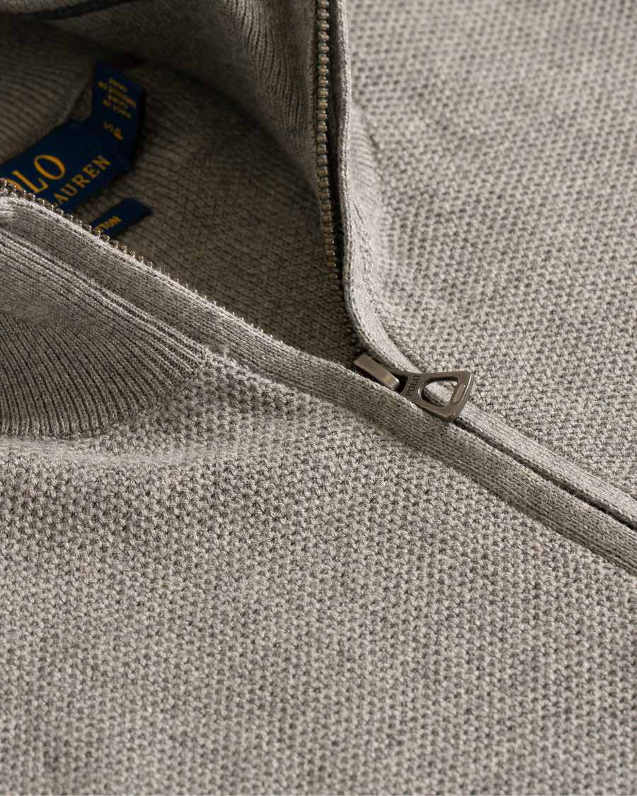 Men | Sweaters & Knitwear | Polo Ralph Lauren | Texture Half Zip Fawn Grey Heather