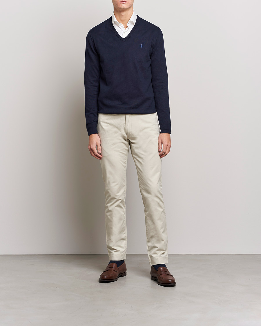 Men | Sweaters & Knitwear | Polo Ralph Lauren | Pima Cotton V-neck Pullover Hunter Navy