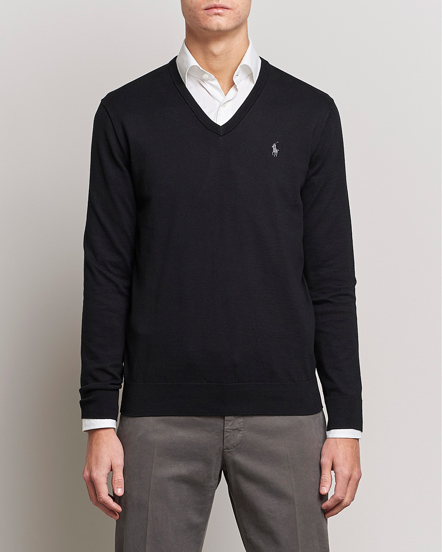 Men |  | Polo Ralph Lauren | Pima Cotton V-neck Pullover Polo Black