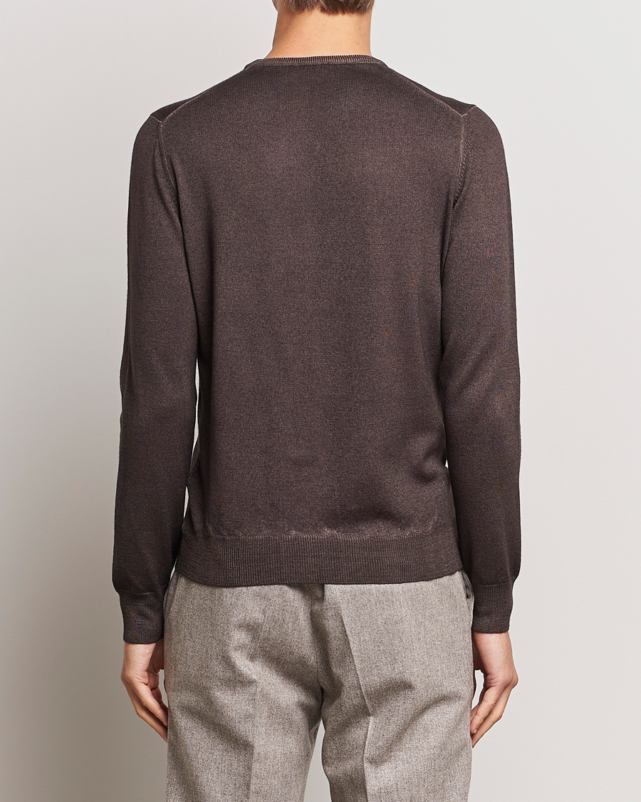 Men | Sweaters & Knitwear | Gran Sasso | Vintage Merino Fashion Fit Crew Neck Pullover Brown
