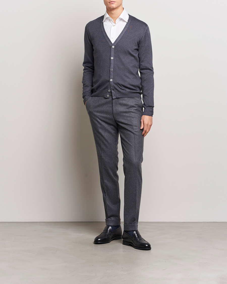 Men | Sweaters & Knitwear | Gran Sasso | Vintage Merino Fashion Fit Cardigan Charcoal