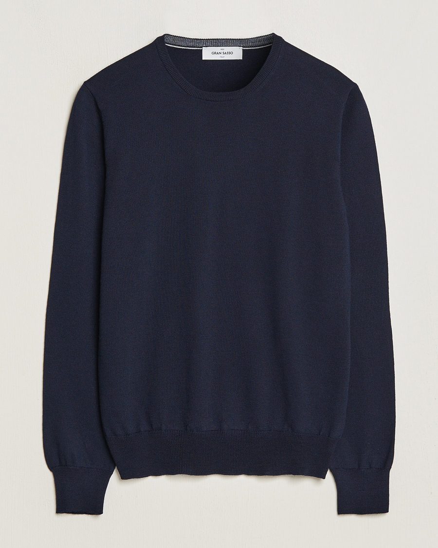 Men | Sweaters & Knitwear | Gran Sasso | Merino Fashion Fit Crew Neck Pullover Navy