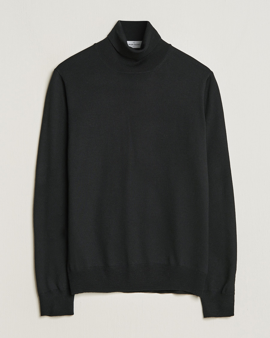 Gran Sasso Merino Fashion Fit Rollneck Black at CareOfCarl.com