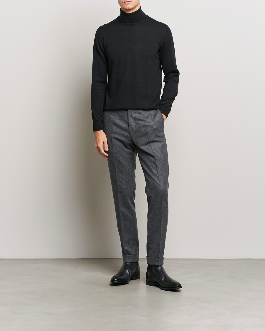 Men | Italian Department | Gran Sasso | Merino Fashion Fit Rollneck Black