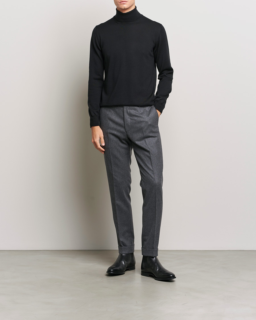 Men | Sweaters & Knitwear | Gran Sasso | Merino Fashion Fit Rollneck Black