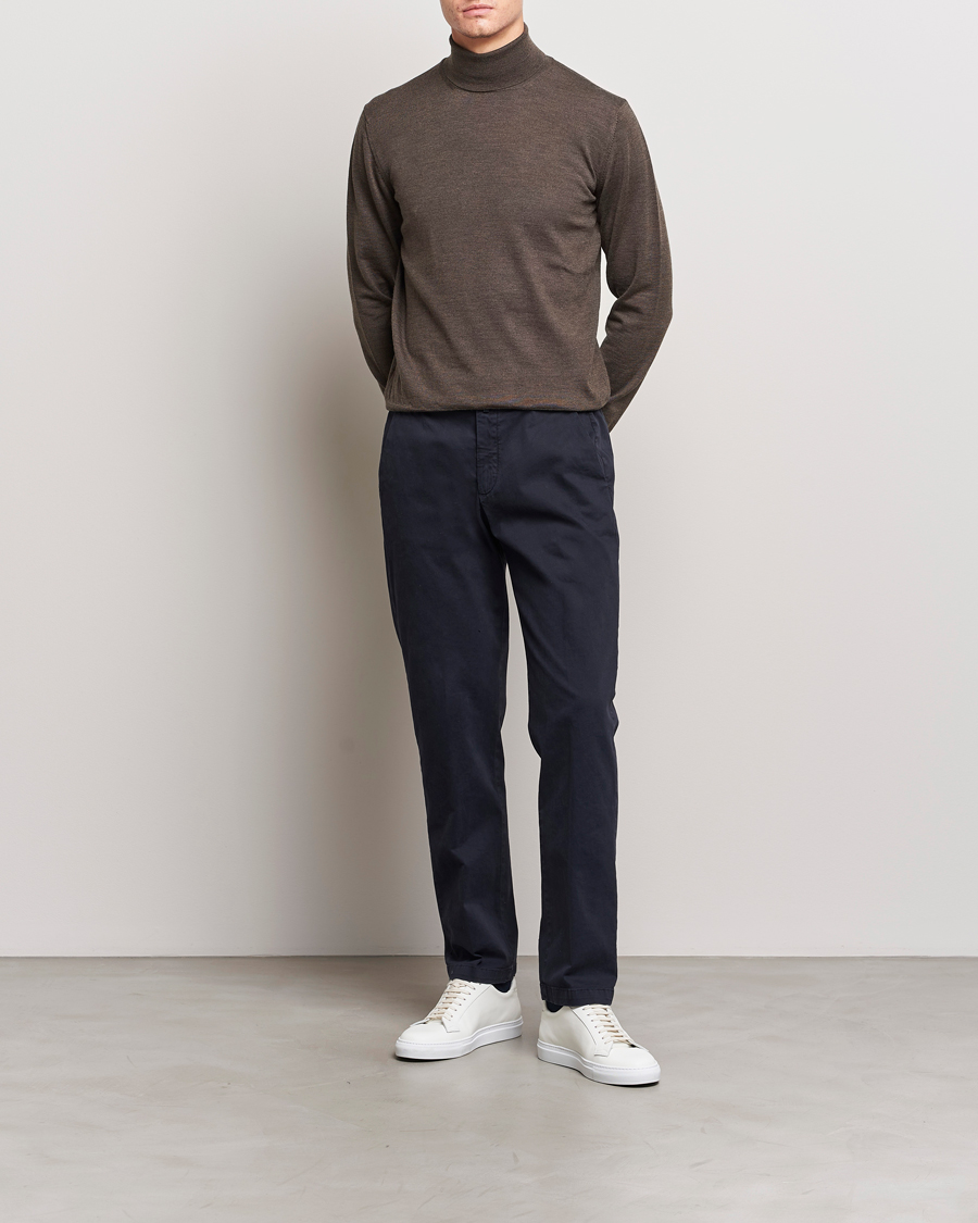 Men | Sweaters & Knitwear | Gran Sasso | Merino Fashion Fit Rollneck Brown