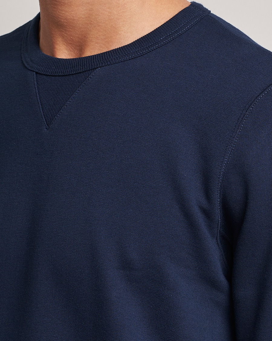 Men | Sweaters & Knitwear | Merz b. Schwanen | Organic Cotton Crew Neck Sweat Ink Blue