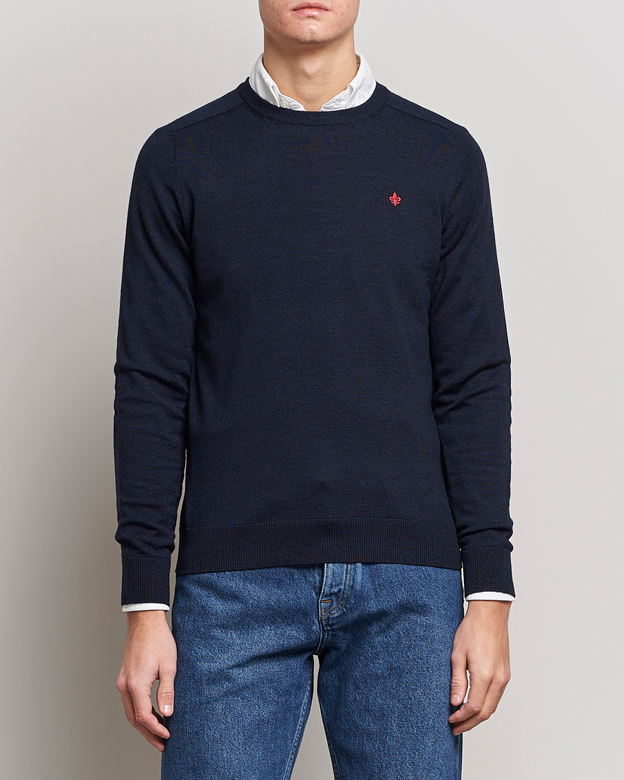 Men | Sweaters & Knitwear | Morris | Merino O-Neck Navy