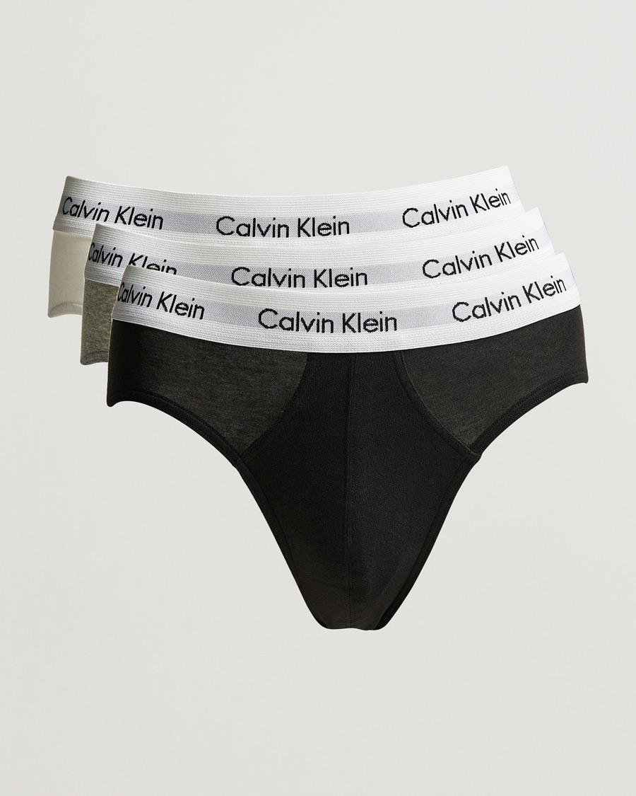 Men | Briefs | Calvin Klein | Cotton Stretch Hip Breif 3-Pack Black/White/Grey