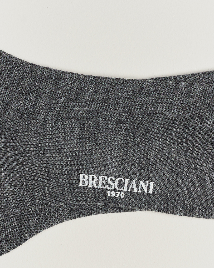 Men | Bresciani | Bresciani | Wool/Nylon Ribbed Short Socks Medium Grey
