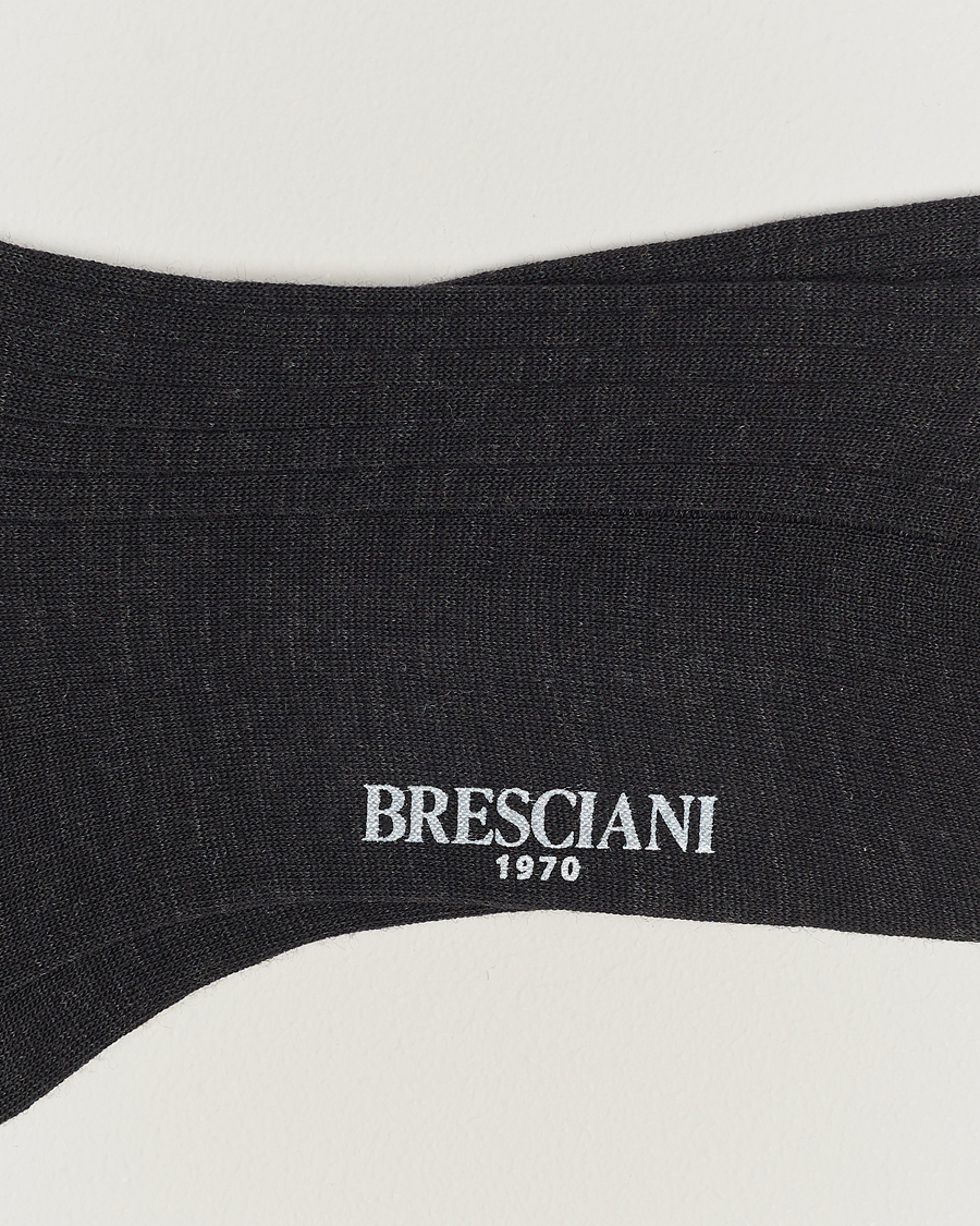 Men |  | Bresciani | Wool/Nylon Ribbed Short Socks Anthracite
